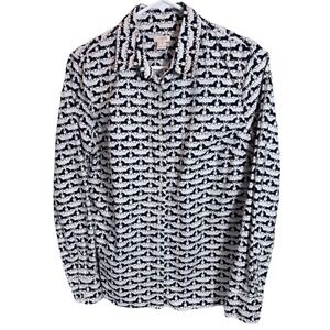 J. Crew Button Down Womens Shirt Size Small Long Sleeve Horse Print Equestrian